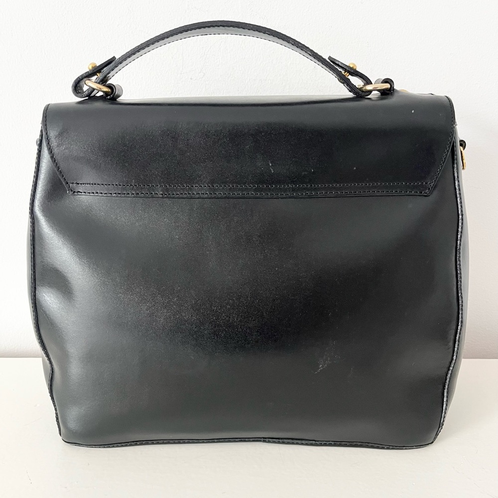Vintage Principe Italian Black Leather Top-Handle Bag Made in Italy Purse - Picture 4 of 10